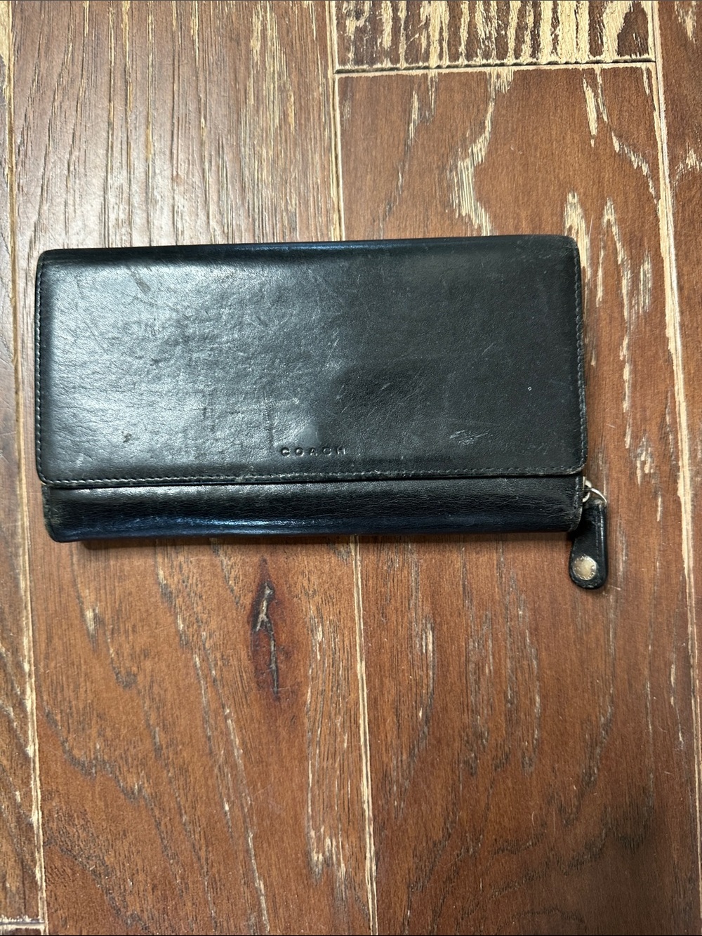 Vintage Coach Black Leather Long Zip Wallet